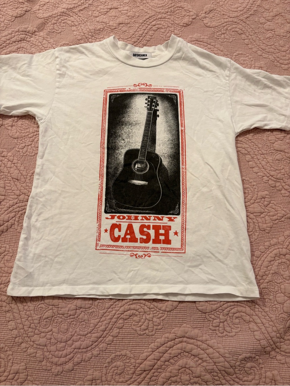 NWOT Daydreamer White Johnny Cash Tee with Black & Red Print